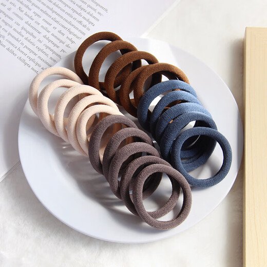 High elastic hair tie, seamless hair rope, solid color non-stretch towel ring, autumn and winter milk coffee color high ponytail head rope, black hair tie-20 pieces