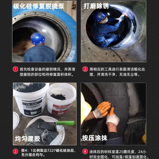 YS7227 silicon carbide repair agent wear-resistant anti-corrosion coating erosion cavitation toughness good bonding high strength high temperature resistance gray 7227*10kg