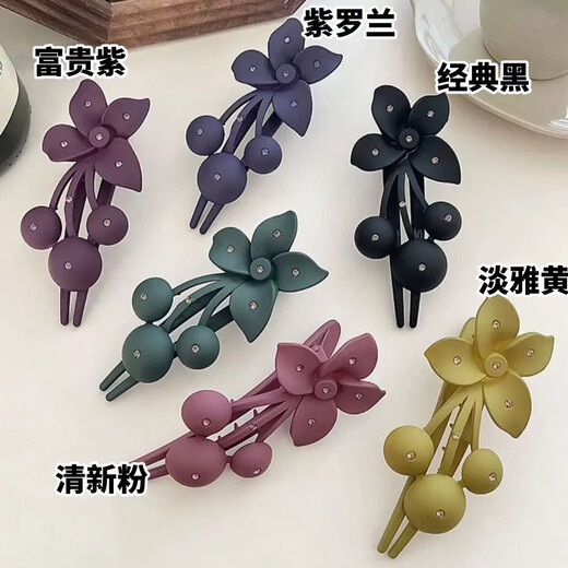 Bai Shilin cherry flower hair headband for women on the back of the head 2025 new high-end and high-end sense large size age-reducing elegant one-word gripper purple