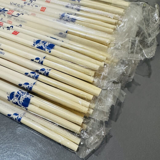 Ye Yu chopsticks blue and white porcelain bold take-out restaurant home hygiene disposable independent packaging fast food commercial wholesale factory straight 5.0*19.5cm long natural bamboo 10 pairs
