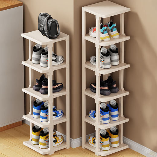 Nifeng Shoe Rack Small Entrance Door Home Simple Small Folding Storage Artifact Student Dormitory Narrow High Vertical Shoe Cabinet White-6 Layers Thickened Reinforced Luxury Style