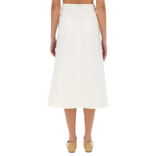 A.P.C.有机棉A字中长裙女复古百搭显瘦midi半身裙 WHITE 均码 |38