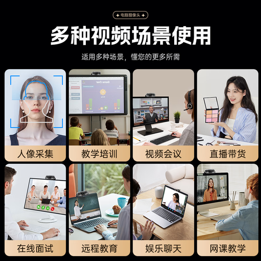 Suoying computer camera HD with microphone all-in-one desktop notebook external external live broadcast conference network home postgraduate entrance examination re-examination 1080p video usb dedicated 1080P top version | image quality enhancement | precise focus | noise reduction microphone driver-free Tencent personal conference online interview student recording monitor external camera