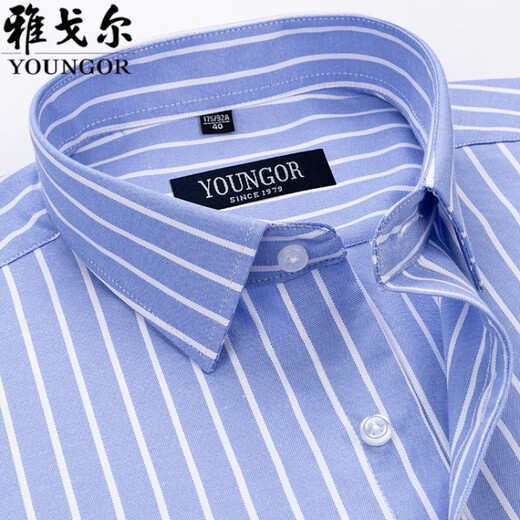 Yager CEO Men's Short-sleeved Shirt Summer Pure Cotton Business Casual Professional Outfit Anti-Wrinkle-Free Middle-aged Stripes DX6630 38 Suggestions [100-120Jin [Jin equals 0.5 kg]]