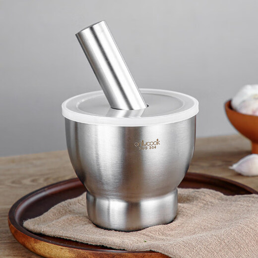 He Jiagong stainless steel garlic mortar household mashing artifact mortar mortar garlic pounder grinder mortar small / 304 stainless steel