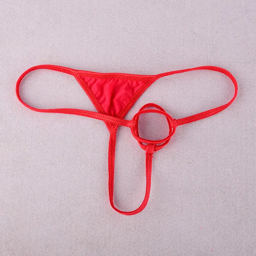 Men's ring thong men's lifting ring ice silk ring locking low-waist boys' underwear solid color sexy gay black one size