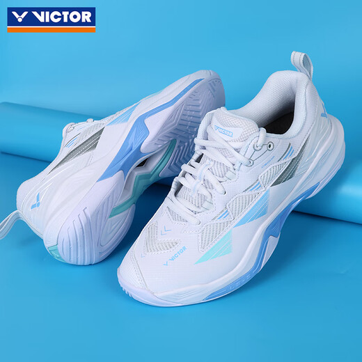 VICTOR Victory 25 new professional badminton shoes for men and women competition training sports shoes non-slip cushioning C90NitroLite C90HP-AM white fresh blue 42