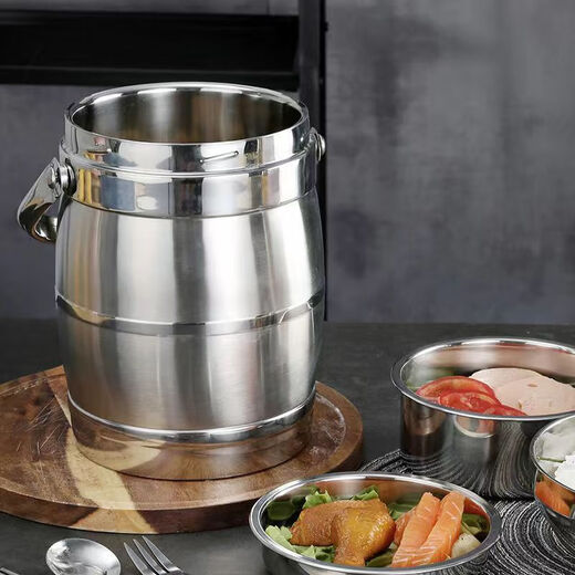 Enshousu three-layer insulated stainless steel lunch box stainless steel pot for students and office workers with meals large-capacity insulation bucket straight insulation pot 1.5 liters long-term insulation 3-5 hours