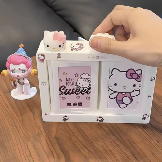 Xiaohongshu's same style Polaroid KT flipping photo album three-dimensional rotating photo frame display stand couple photo storage three-inch white rotating photo album + KT cat accessories + stickers only the above can hold 12-24 photos