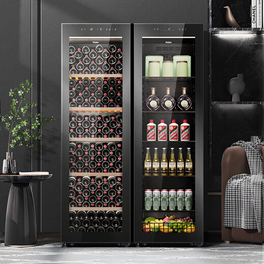 Haier's flagship top model wine cabinet with constant temperature and humidity, vertical refrigeration and preservation freezer, household appliances, living room, office display cabinet, ultra-thin large-capacity professional wine cabinet, 756L upgraded ice bar and wine cabinet 2 sets + constant temperature and humidity 756L