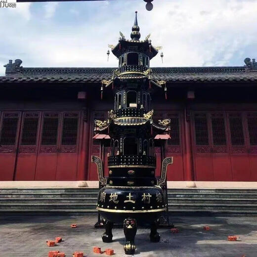 Temple incense burner round outdoor outdoor paper burning Taoist temple cast iron ancestral hall large customized pagoda sutra furnace multi-layer treasure
