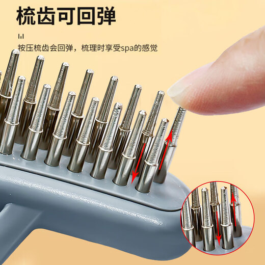 Special depilation for long-haired pet dogs, large dog comb, double-row nail rake brushing comb, dog golden retriever Alaskan needle comb, blue double-row nail palladium comb + thinning comb