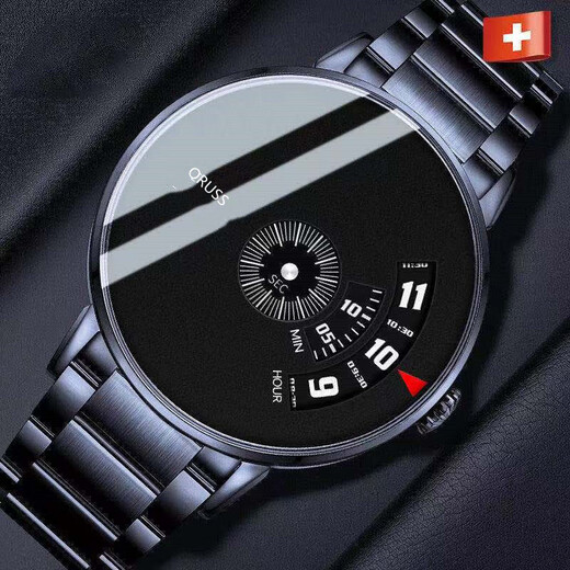 (0.01) Fully automatic movement mechanical quartz watch men's watch Korean version simple waterproof fashion watch new concept new concept - black belt blue surface steel belt