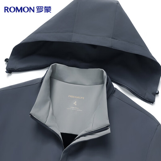 Romon jacket men's spring, autumn and winter new style velvet thickened detachable hooded business casual young and middle-aged dad jacket