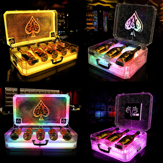 Black Brand Spades Frozen Dragon Set Wine Box Champagne Box Wine Box KTV Bar Luminous Ice Pattern Fruit Box Ice Bucket Package 1 Pack Wine Box Colorful_Does Not Include Wine