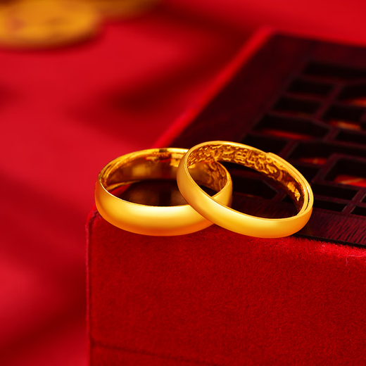 Gold and Silver Gold Ring Couple Ring Pure Gold 999 Tianyuan Ring Live Mouth Adjustable Pfaff Ring Couple Ring Pfaff Ring (If the weight is more, the less will be added) Men's model is about 8.5g