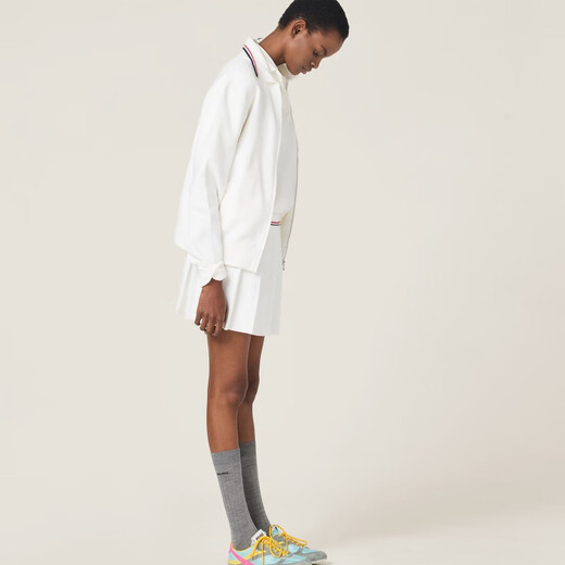 Miu miu [cadeau] miu miu cardigan glissière de coton féminin tricoté blanc 36