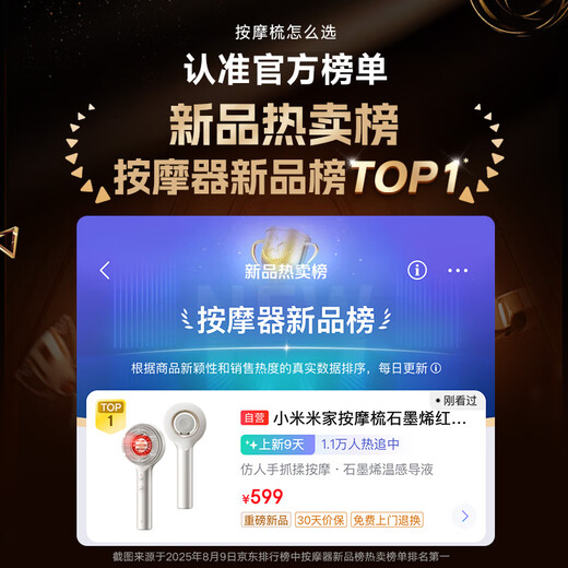 Mijia Head Massager, Red Light Care Massage Comb, Graphene Temperature Sensing Fluid Conduction Smart Electric Scalp Massage Instrument, Birthday Gift for Boyfriend and Girlfriend