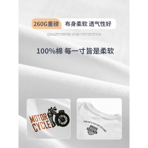 森马三本针潮牌短袖t恤男夏季宽松大码纯棉体恤美式复古机车印花半袖 HST1518深灰色 M 100-120斤