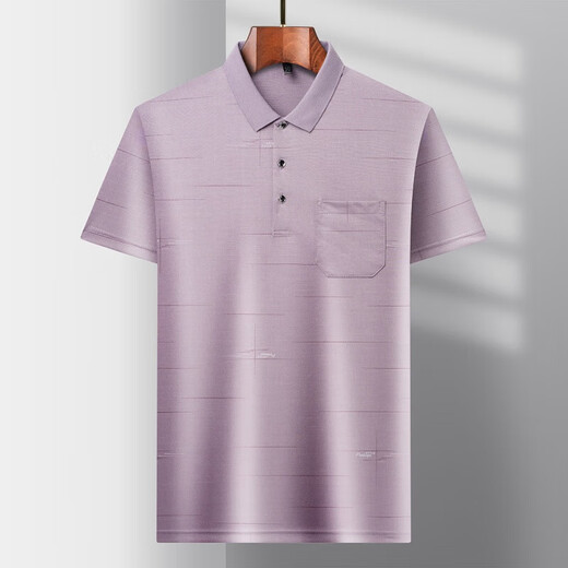 Aigechen Guangzhou Thirteen Lines Herren-T-Shirt mittleren Alters und ältere Menschen tragen kurzärmliges Daddy-Sommer-Dünnhemd für Herren mittleren Alters mit Revers, Ice Silk-9923 Rose Red Real Pocket M 48/165