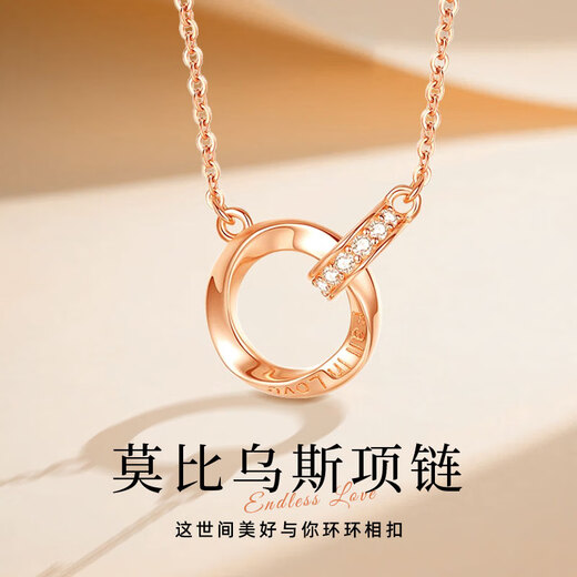 GUSKI French brand Möbius necklace for women rose gold double ring pendant anniversary birthday gift for girlfriend Möbius-rose gold for women