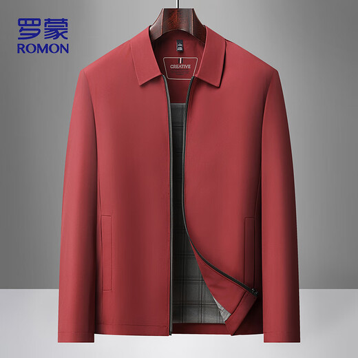 ROMON executive jacket men's coat men's autumn and winter casual lapel hall style middle-aged and elderly dad wear 2539 navy 2XL