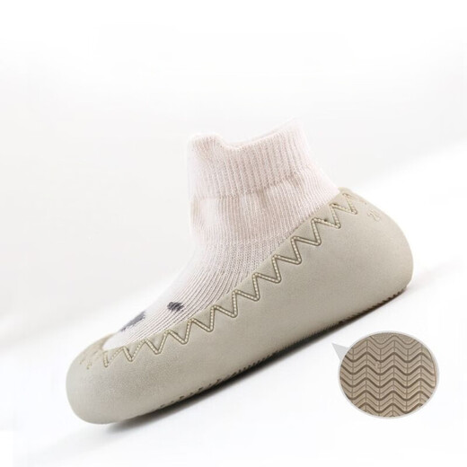 Tutu Dawen Baby Toddler Shoes 0-1-2 Years Old Baby Floor Socks Spring and Autumn Children's Soft Bottom Indoor Early Education Foot Covers Apricot 1 pair One size fits all Inner length 13.2cm, recommended for 12-18 months
