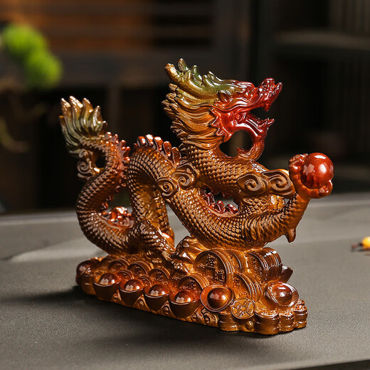 Yunhua color-changing golden dragon tea pet ornaments to attract wealth and support creative tea sets for elders tea tray tea table twelve zodiac accessories Xianglong Nafu (gold)