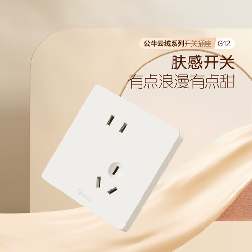 公牛（BULL）开关插座 G12肤感哑光奶油风10A斜五孔十只装套餐G12Z223AS米绒白