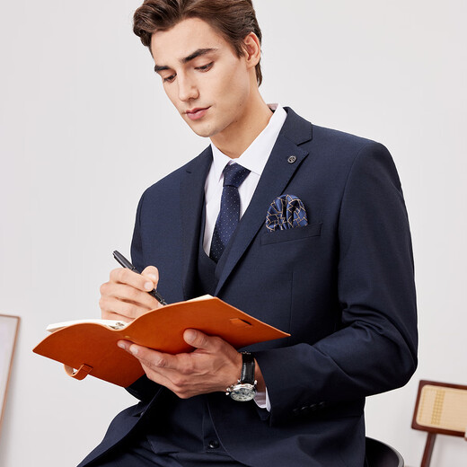 Shanshan suit suit wool three-piece men's business anti-wrinkle easy-care suit wedding groom professional formal suit