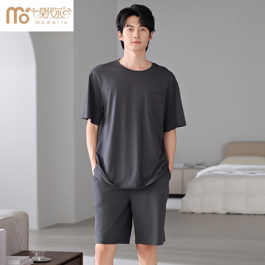 莫代尔2025年新款睡衣男士夏季莫代尔棉薄款短袖短裤家居服运动大码套装 HYM-4840 XL 175建议体重140-160斤