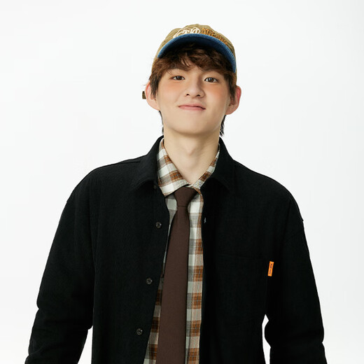 名创优品（MINISO）灯芯绒衬衫男款春秋翻领长袖外套青少年简约工装衬衣 黑 L