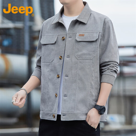 Jeep (JEEP) jacket men's autumn and winter corduroy business executive jacket tops trendy men's gray XL