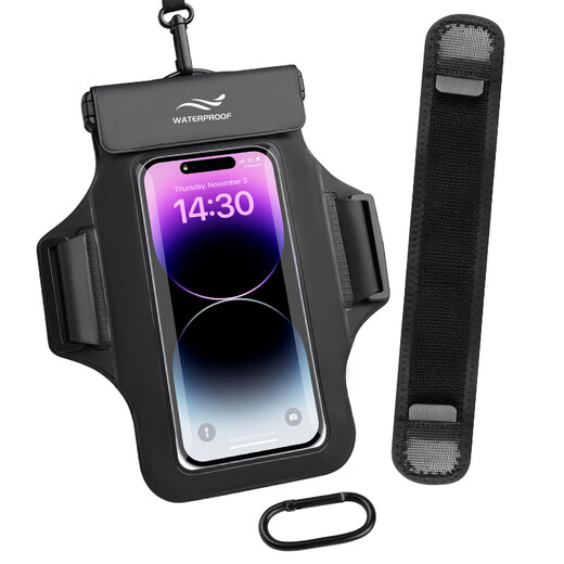 Meishute mobile phone waterproof bag floating beach swimming bag 7 inches Apple Huawei universal diving arm bag wrist bag classic black 7 inches universal