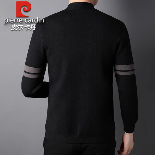 Pierre Cardin high-end knitted cardigan for men spring and autumn 2025 new trend wool outer sweater men's casual jacket for men black 2XL 180
