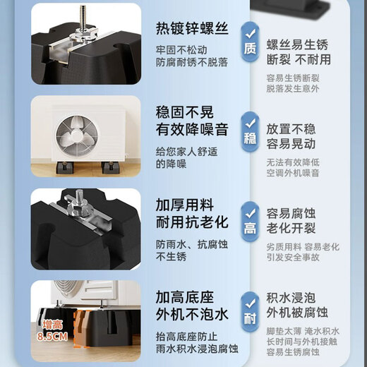 Air conditioner outdoor unit shock-absorbing pad, noise reduction and sound insulation bracket, thickened rubber base, silent anti-vibration silencer pad, foot pad bracket, thickened flagship model, set of four/suitable for air conditioner outdoor unit