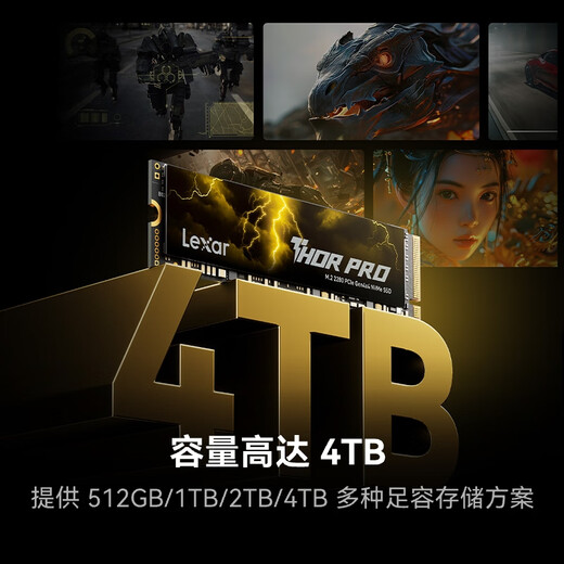 雷克沙（Lexar）THOR PRO 雷神系列 4TB SSD固态硬盘 M.2接口(NVMe协议) PCIe 4.0x4 传输速度7000MB/s 游戏装机