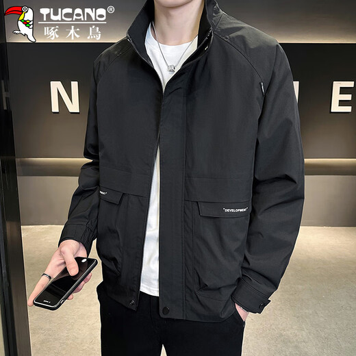 Woodpecker (TUCANO) Jacket Men's Autumn and Winter Stand Collar Casual Workwear Korean Style Windproof Tops Men's Military Green XL