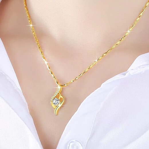 Genuine genuine 18K gold necklace for women, Hong Kong gold 18K clavicle chain, non-fading pendant, holiday gift for wife, dedicated to you