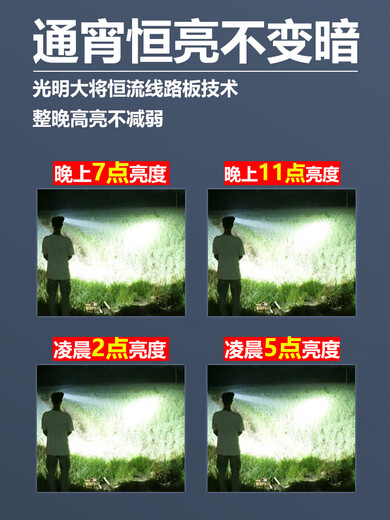 P90 strong light headlamp rechargeable ultra-bright head-mounted lighting miner's lamp flashlight long-range lithium battery outdoor ultra-long battery life 9923 - white light upgrade quad-core P90 - battery life 12-24