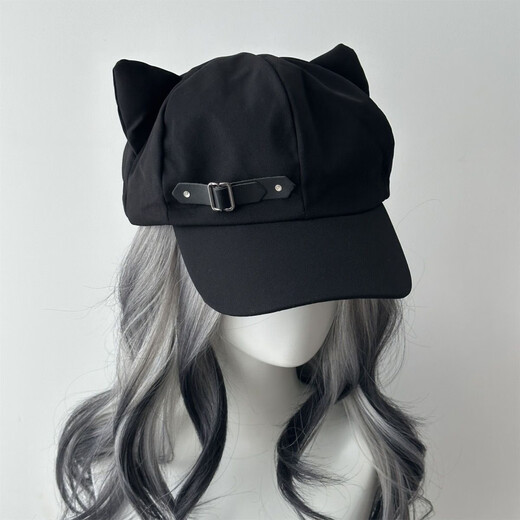 QUEEN TRIP cat ear cap star love y leather buckle subculture otaku style cute two-dimensional beret white star buckle cat ear hat