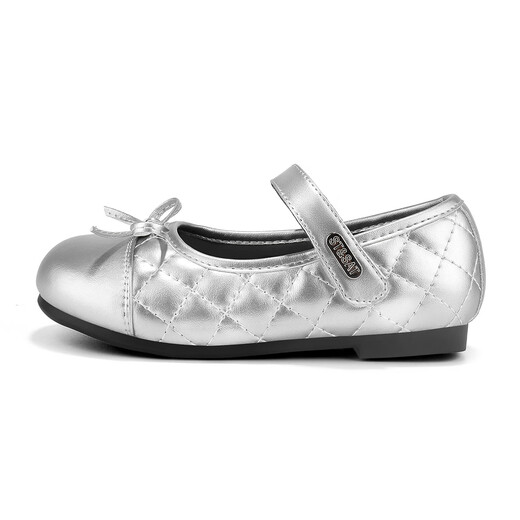 Zapatos para niños de Saturday, zapatos de princesa con pequeña fragancia para niños, zapatos de cuero de suela suave para niñas, color plateado 31, otoño 2025