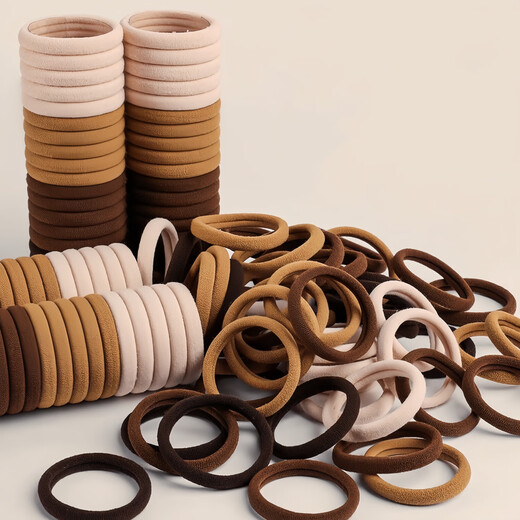 High elastic hair tie, seamless hair rope, solid color non-stretch towel ring, autumn and winter milk coffee color high ponytail head rope, black hair tie-20 pieces