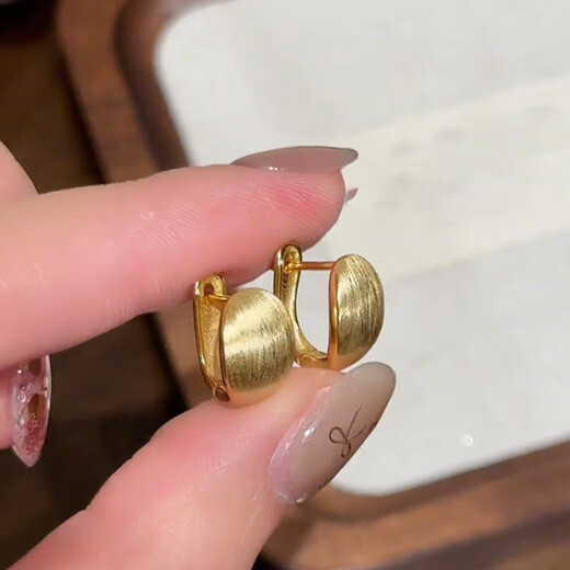 18k real gold plating brushed oval earrings simple fashionable temperament earrings light luxury high-end earrings wholesale earrings - gold (18k real gold plating)