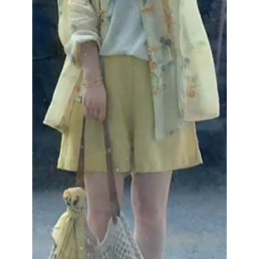 Rindu cotton and linen suit for women high-end linen Chinese style shorts suit for women 2025 summer thin high-end linen 9761 light yellow top + 9667 yellow pants [small M [recommended 100 Jin [Jin equals 0.5 kg] below]