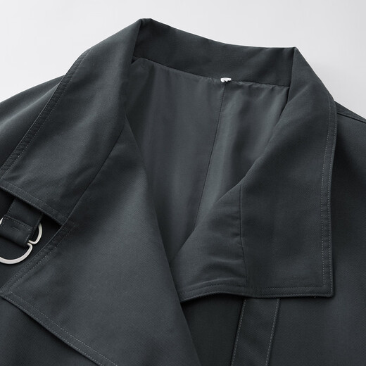 IEF/Aiyifu 2025 Autumn New French Mature Temperament Loose and Versatile Women's Mid-Length Windbreaker Jacket Navy One Size