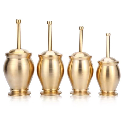Jie Yun Mao pure copper mashing jar, pestle, medicine cup, mortar, mortar, mortar, mortar, brass cup, masher, garlic masher, grinder, solid brass mashing jar, medium size