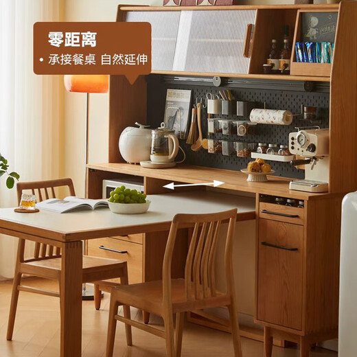 Shenbaoge Nordic solid wood sideboard integrated tea cabinet dining table high cabinet with hole board kitchen storage cabinet cabinet cherry wood whole cabinet 1.8 boxwood