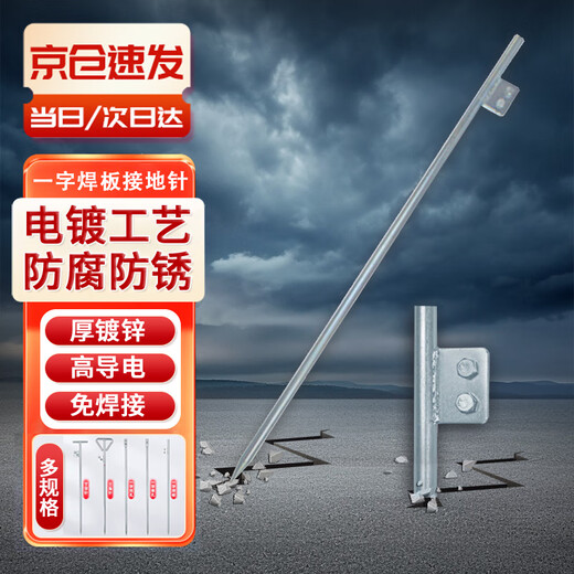 贝傅特 接地针 电力镀锌圆钢接地桩工程接地极地线配针防雷接地棒避雷针冷镀锌 一字焊板16*800