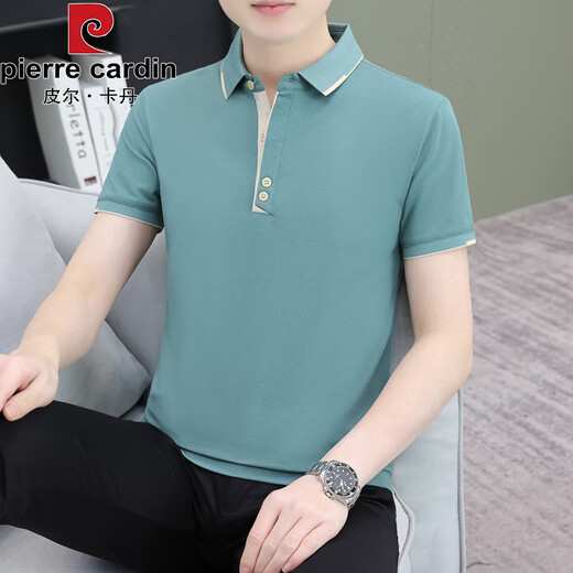皮尔卡丹polo衫男士短袖t恤夏季潮牌商务休闲有领上衣服男装翻领半袖体恤 黑色 QY723 M